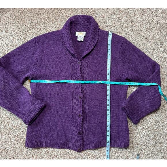 TALBOTS Women's Cardigan Sweater, Size Medium, 100% Wool;  Plum/Purple - Picture 3 of 9